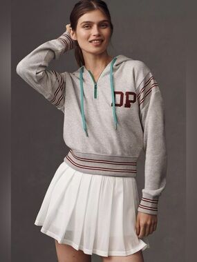 NWT Anthropologie Daily Practice Drawstring Hoodie Light Grey Size S